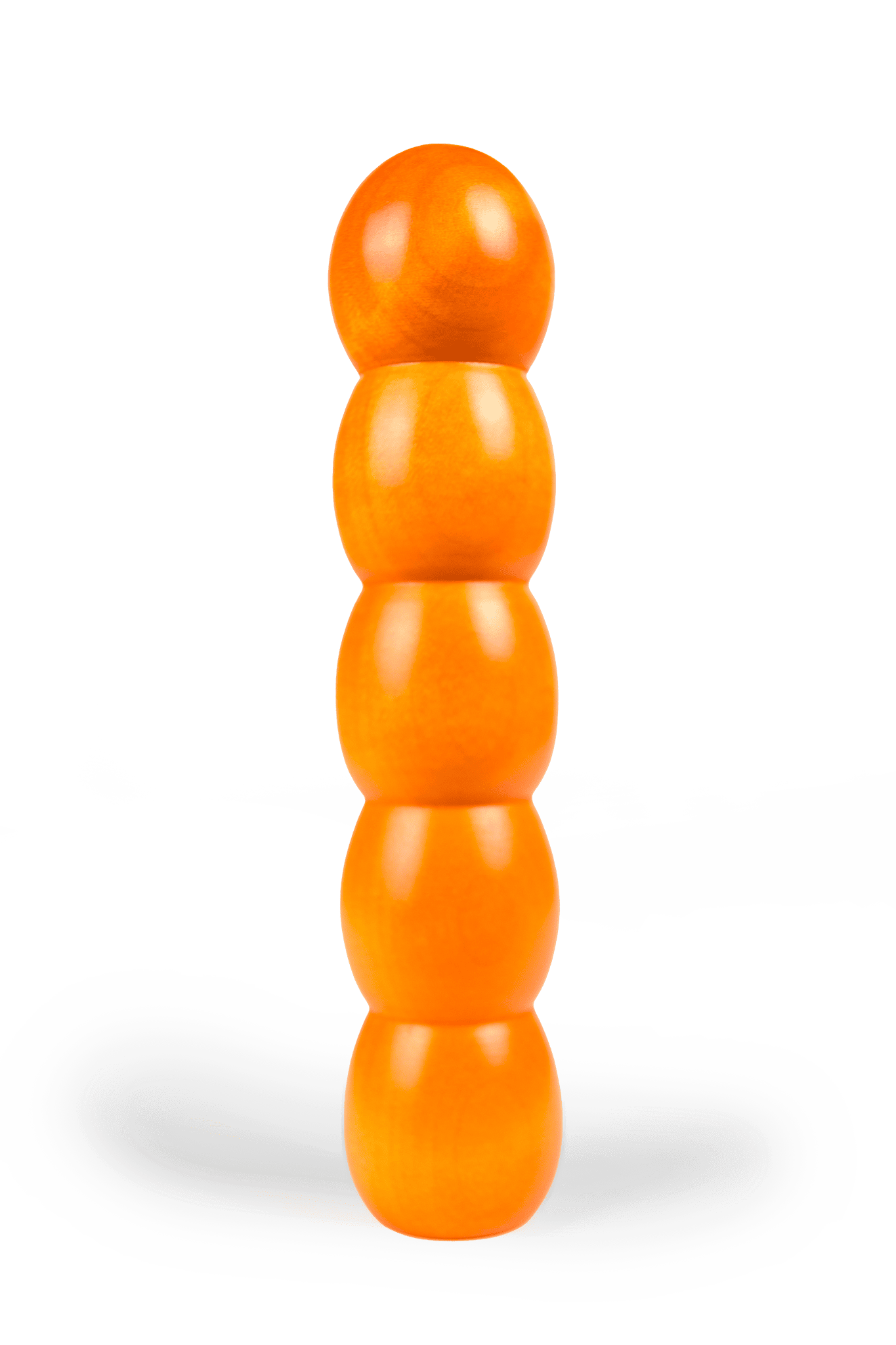 Burrli Orange Holzvibrator Holzdildo Rainbow Edition, handgefertigt von Holz-Knecht, mit lebhaftem orangefarbenem Design aus nachhaltigem Holz.