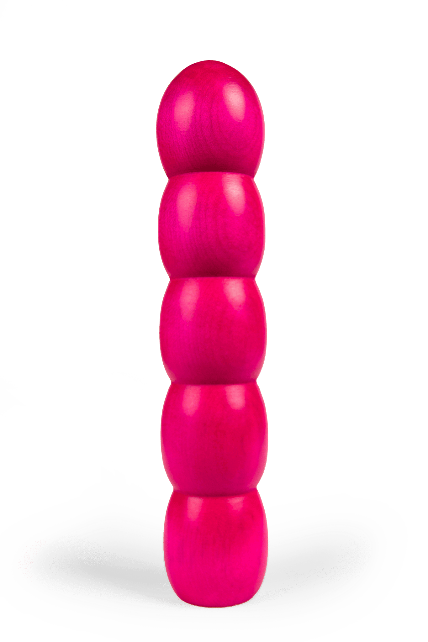 Burrli Pink Holzvibrator Holzdildo Rainbow Edition, handgefertigt von Holz-Knecht, mit auffälligem pinkfarbenem Design aus naturbelassenem Holz.