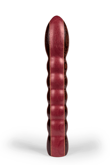 Lausbub Holzvibrator Holzdildo PurPur Signature Edition, Frontansicht, handgefertigt von Holz-Knecht, mit edlem purpurfarbenem Design aus Naturholz.