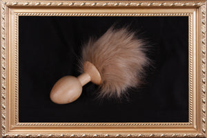 OACHKATZLSCHWOAF Zirbe Hase Beige || Wooden Furry Tail Anal Butt Plug Holz|| Fox Bunny Raccoon || Sex Toy || Handmade by Holz-Knecht.at