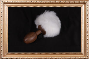 OACHKATZLSCHWOAF Nuss Hase Weiss || Wooden Furry Tail Anal Butt Plug Holz|| Fox Bunny Raccoon || Sex Toy || Handmade by Holz-Knecht.at